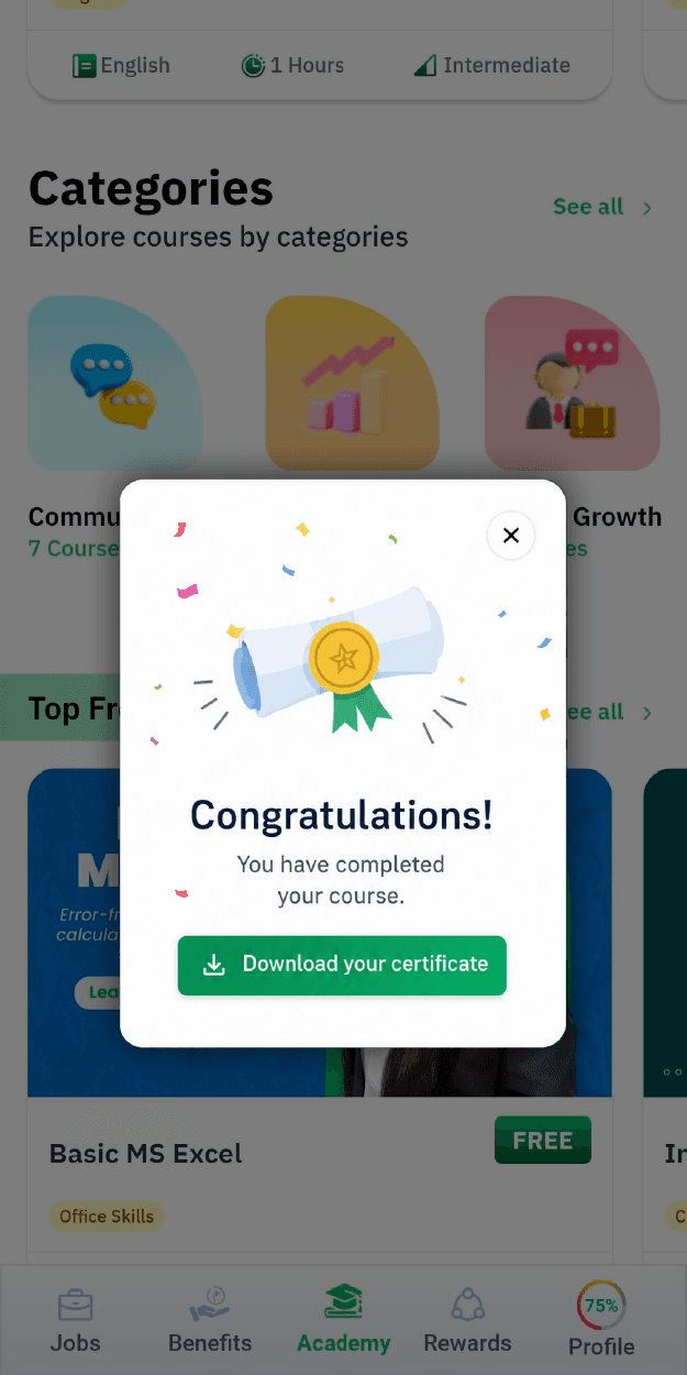 Certificates to download and share