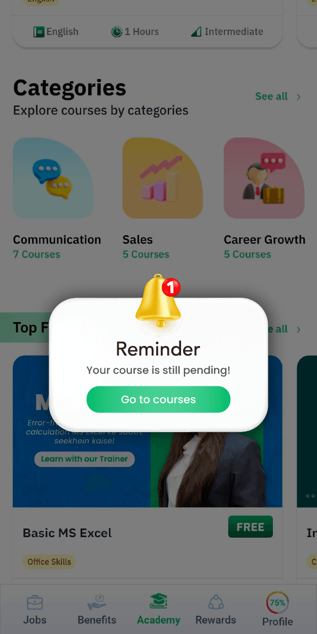 Push reminders for completion